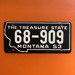Vintage 1953 License Plate Montana State Bicycle Metal Mini Collectors